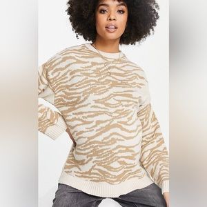 ASOS animal print sweater size medium tan and white